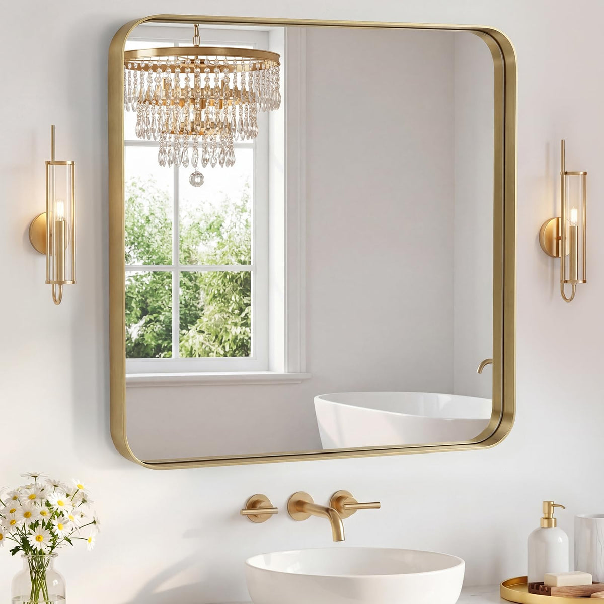 Sweetcrispy Bathroom Mirror 36x24 Inch, Vanity Mirror for Wall