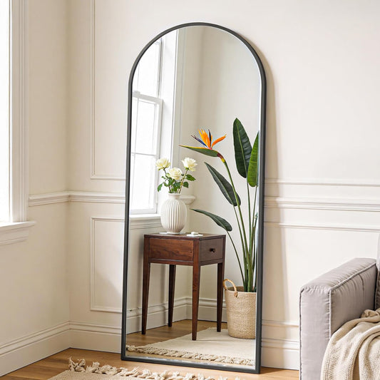 OLIXIS Arched Full Length Mirror with Stand, 60"x16" Full Body Mirror