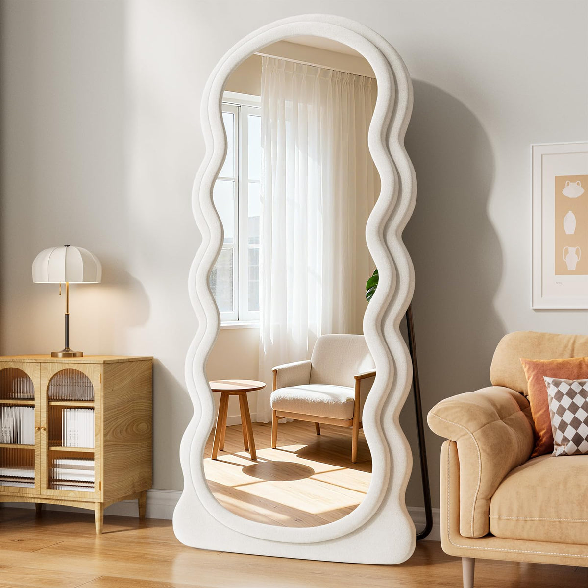 Full Length Mirror, 63"x24" Wavy Full Body Mirror Flannel