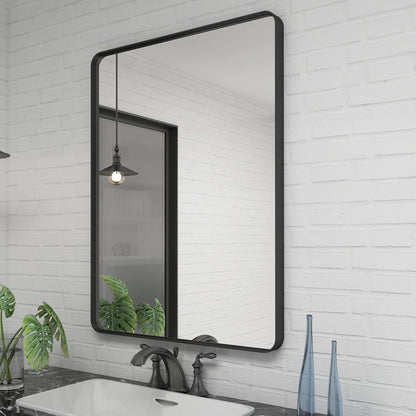 24x30 Inch Black Metal Framed Bathroom Mirror for Wall