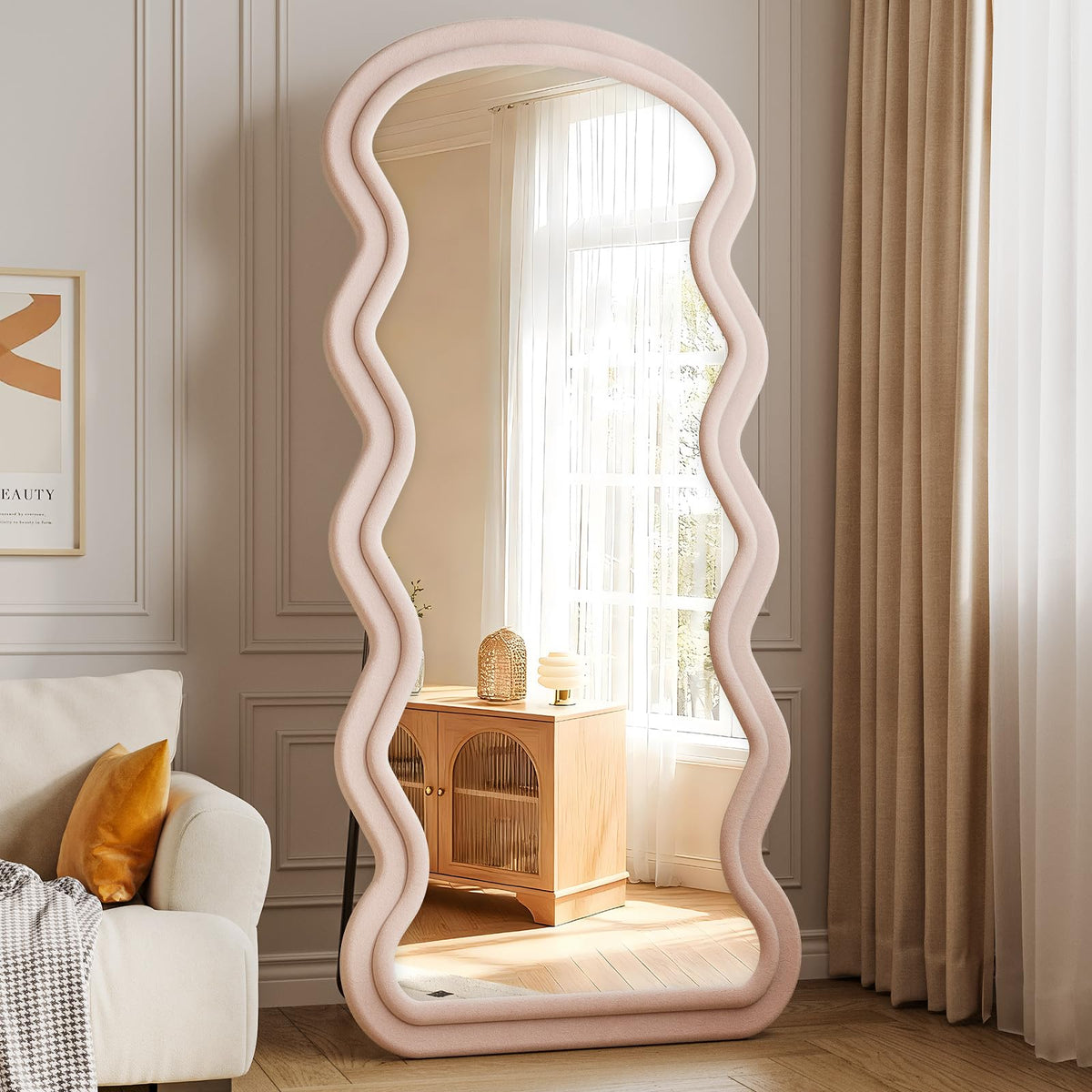 Full Length Mirror, 63"x24" Wavy Full Body Mirror Flannel