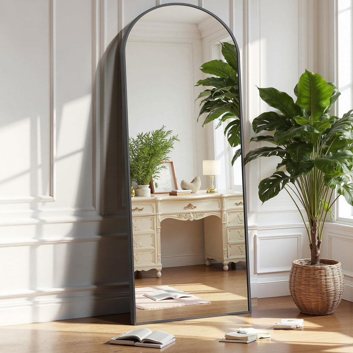 OLIXIS Arched Full Length Mirror with Stand, 60"x16" Full Body Mirror