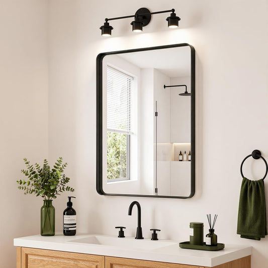 Koonmi 24x36 inch Black Bathroom Mirror for Over Sink