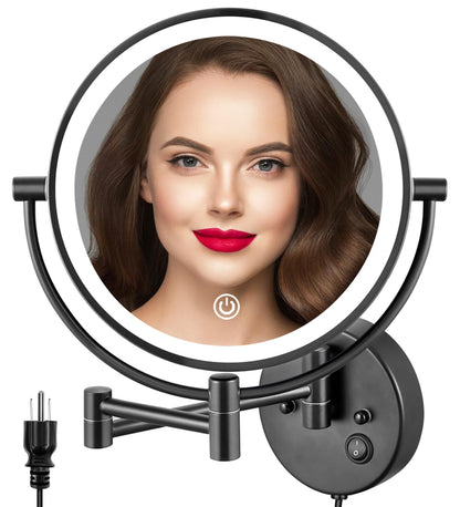 Wall Mounted Makeup Mirror - 1X/10X Magnifying Mirror Double Sided, 8 Inch Extendable Bathroom Mirror, Nickel Finish