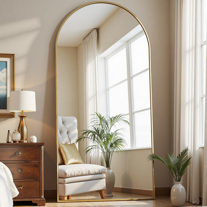 Dewfig Arched Full Length Mirror, 76"x34" Large Floor Mirror, Black
