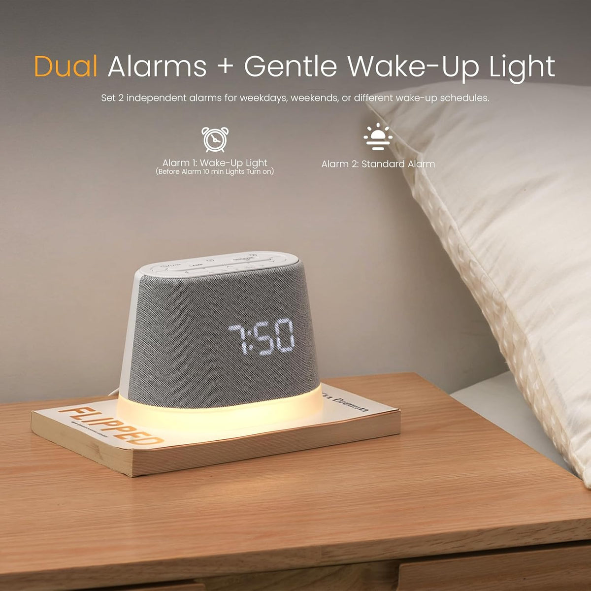 Sunrise Alarm Clock with Sound Machine Night Light for Bedroom Dorm