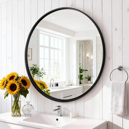 NEWBULIG 28-Inch Round Wall Mirror, Bathroom Wall Circle Mirror
