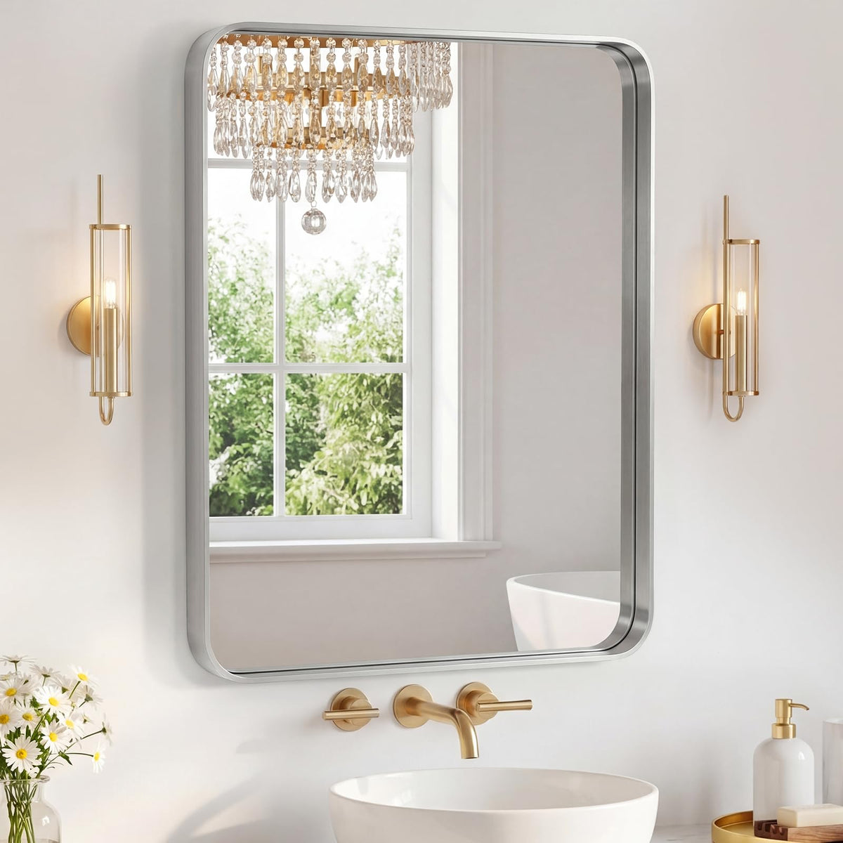 Sweetcrispy Bathroom Mirror 36x24 Inch, Vanity Mirror for Wall