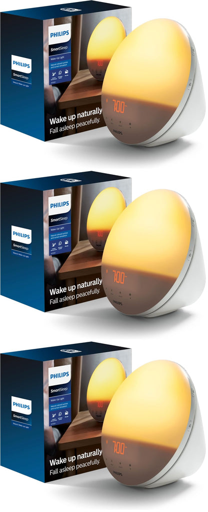 Philips SmartSleep Wake-up Light, Colored Sunrise and Sunset Simulation, 5 Natural Sounds, FM Radio & Reading Lamp, Tap Snooze, HF3520/60