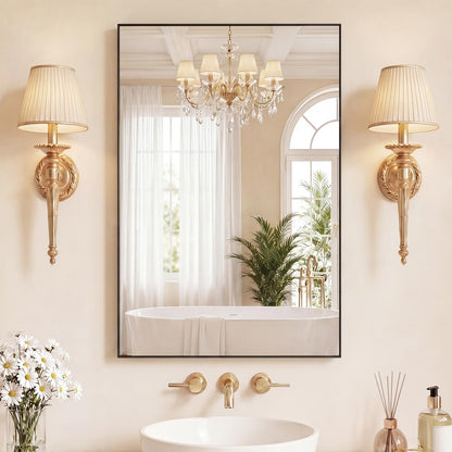 Sweetcrispy 24"x 36" Arched Gold Bathroom Mirrors for Wall