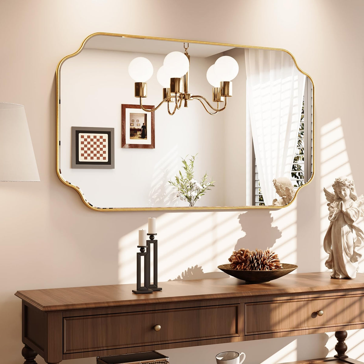 Kelly Miller 24"x36" Gold Foil Scalloped Decorative Wall Mirror