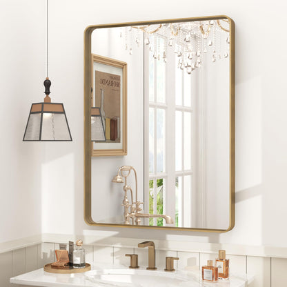 24x30 Inch Black Metal Framed Bathroom Mirror for Wall