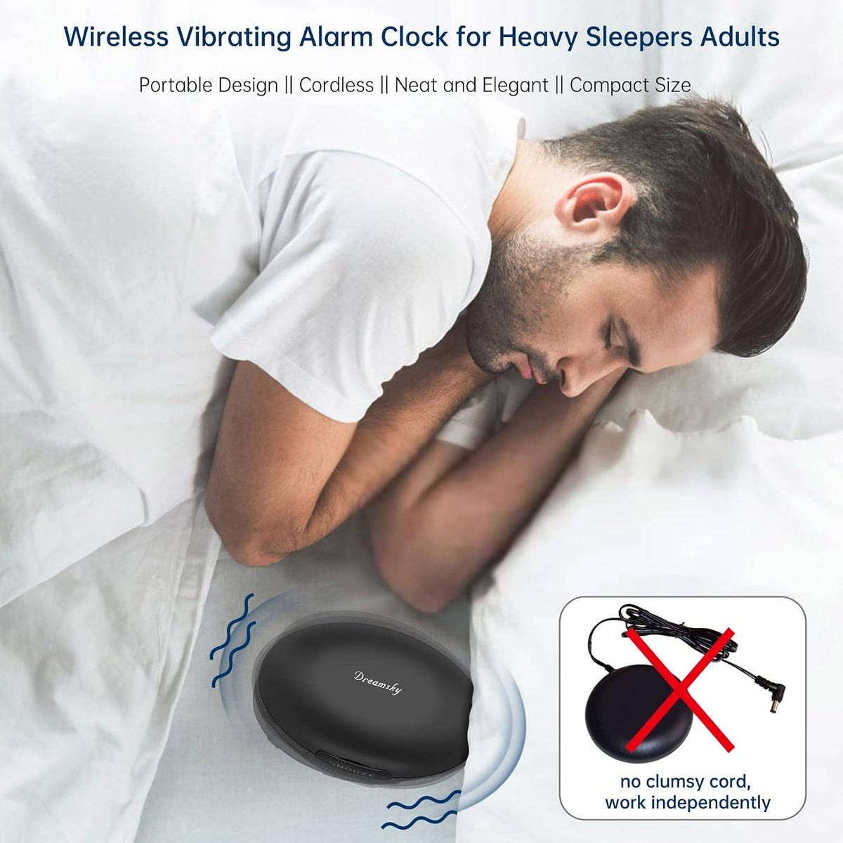 DreamSky Vibrating Alarm Clock for Heavy Sleepers Adults Under Pillow