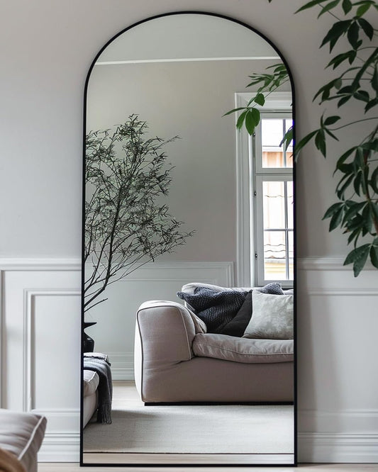 Antok 58" x21” Arched Full Length Mirror, Floor Mirror with Stand,Black
