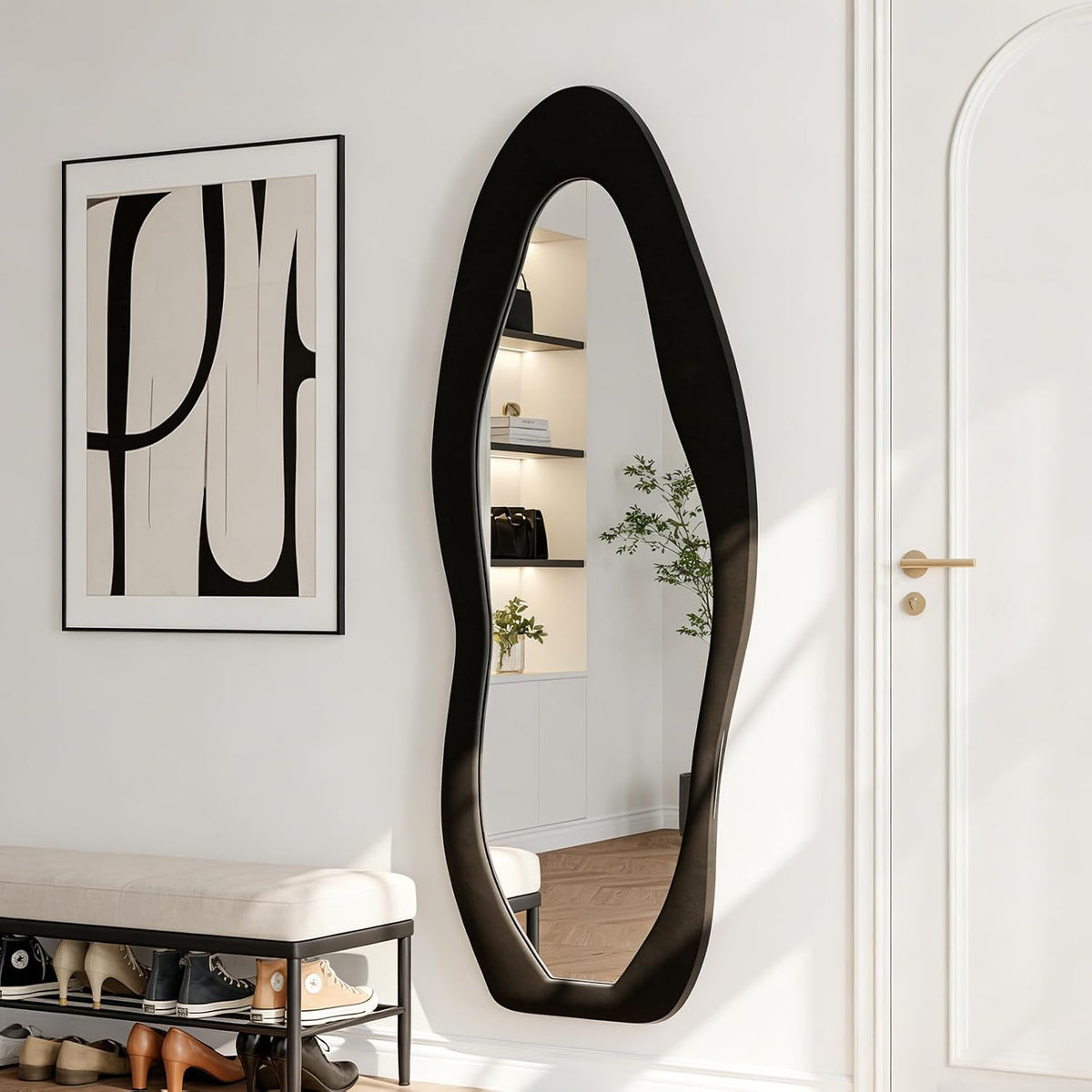Full Length Mirror, 63"x24" Wavy Full Body Mirror Flannel