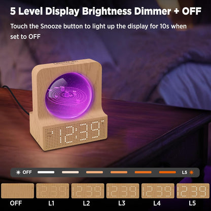 DreamSky Space Alarm Clock for Kids Teens with RGB Night Light for Bedroom