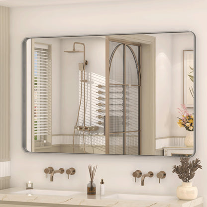 24x30 Inch Black Metal Framed Bathroom Mirror for Wall