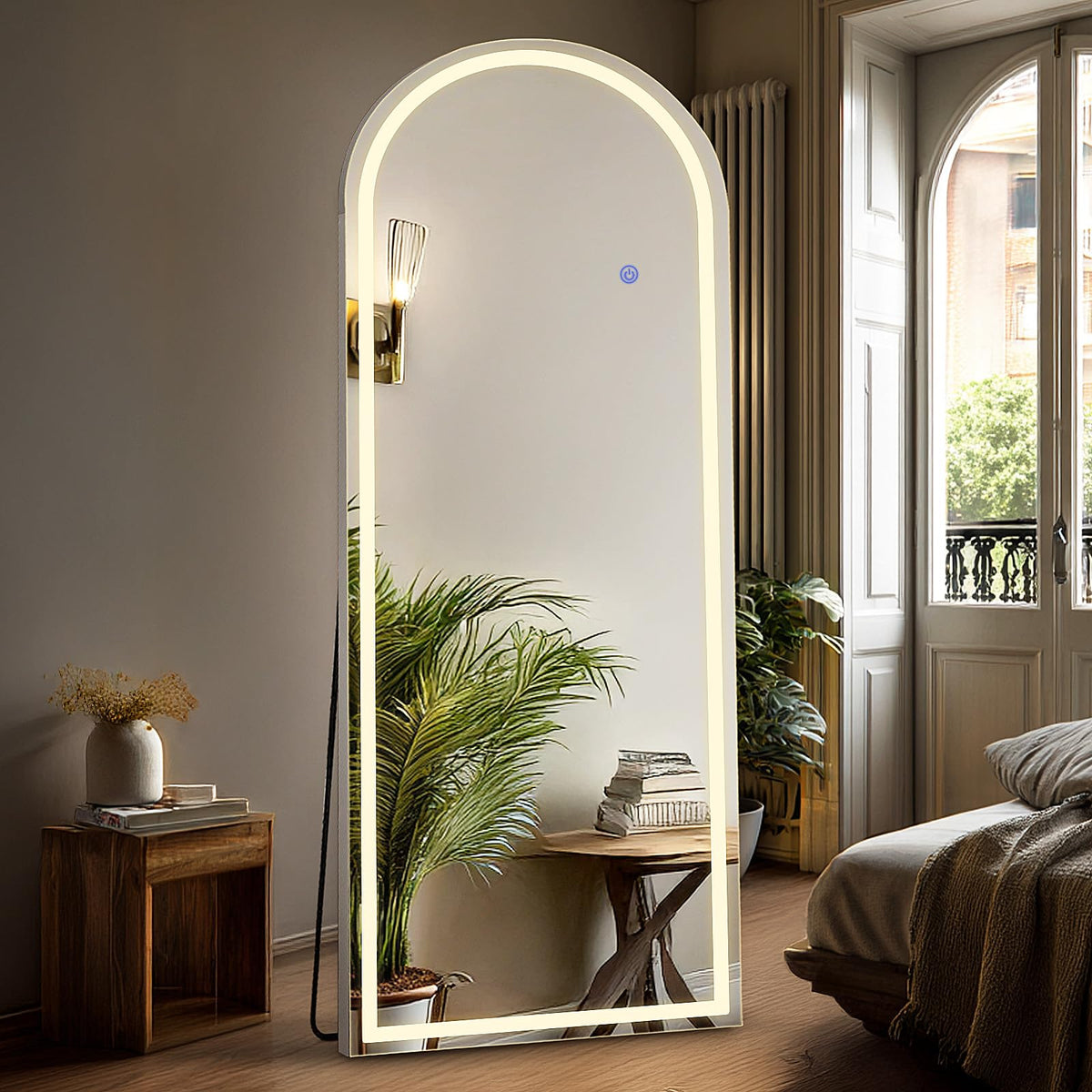 DUMOS Arched LED Mirror Full Length Standing, 16"x60" Full Body Wall Mirror
