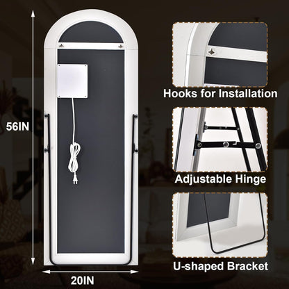 GLSLAND 20"x56" Arched Full Length Mirror LED Lighted Floor Standing Mirror