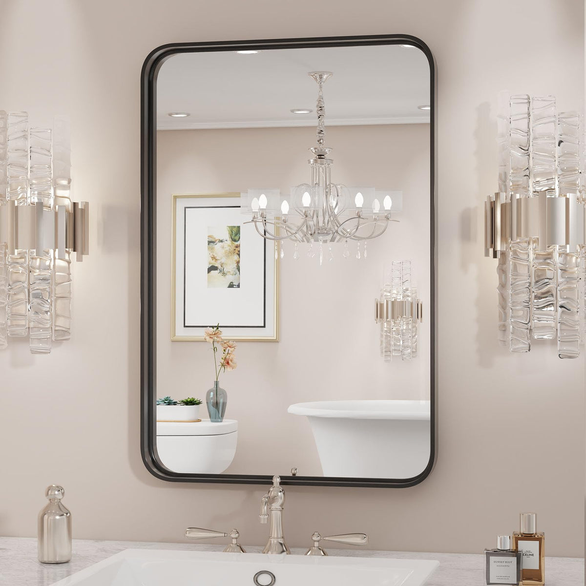 Sweetcrispy 24"x 36" Arched Gold Bathroom Mirrors for Wall