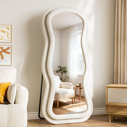Full Length Mirror, 63"x24" Wavy Full Body Mirror Flannel