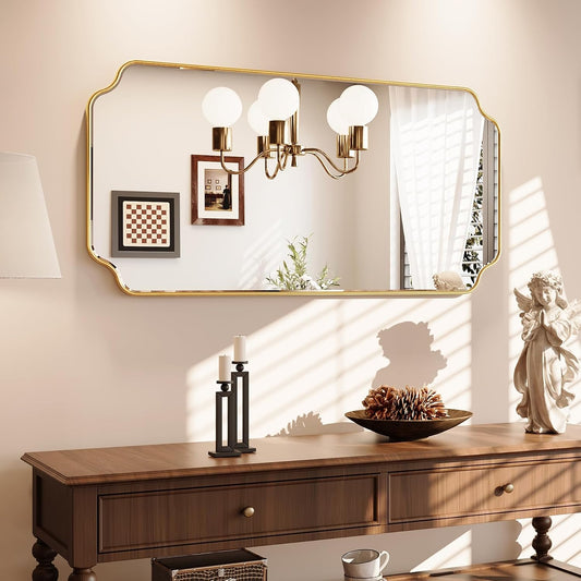 Kelly Miller 24"x48" Gold Foil Scalloped Decorative Wall Mirror