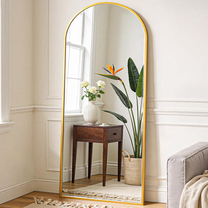OLIXIS Arched Full Length Mirror with Stand, 60"x16" Full Body Mirror