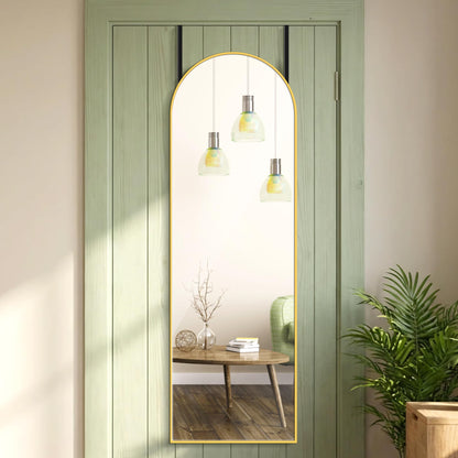 Alpen Gold Arched Full Length Mirror, X-Large 64x21 Floor Mirror with Stand