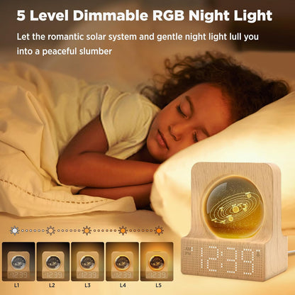 DreamSky Space Alarm Clock for Kids Teens with RGB Night Light for Bedroom
