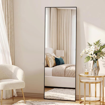 Sweetcrispy 56"x15" Full Length Mirror, Standing Full Body Mirror, Black