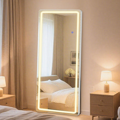 OLIXIS Arched Full Length Mirror with Stand, 60"x16" Full Body Mirror