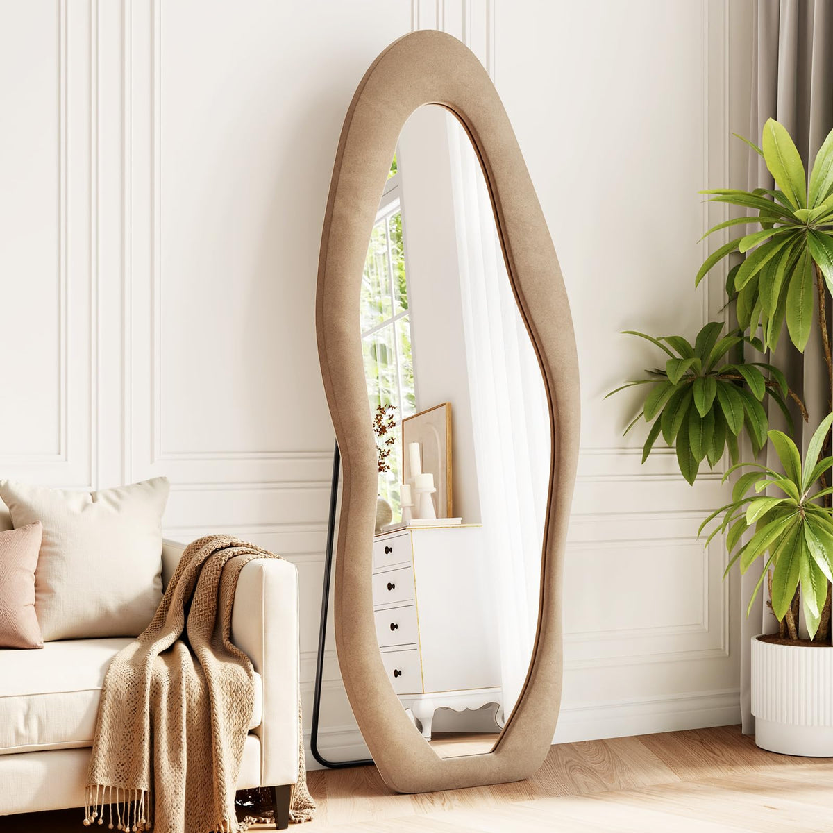 Full Length Mirror, 63"x24" Wavy Full Body Mirror Flannel