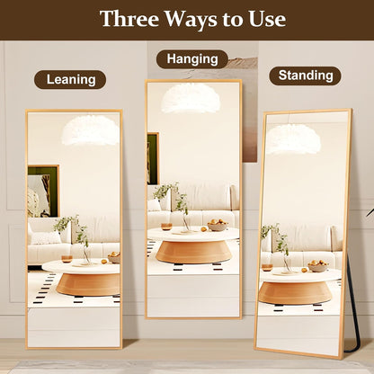 NicBex 56"x18" Full Length Mirror, Gold Floor Mirror with Stand