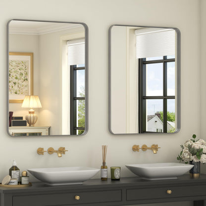 24x30 Inch Black Metal Framed Bathroom Mirror for Wall