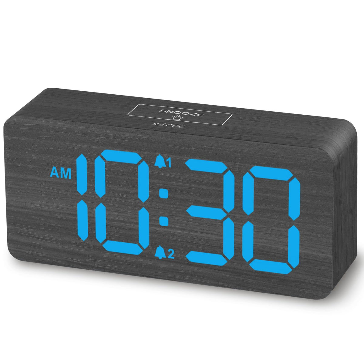 uscce Wooden Digital Alarm Clocks for Bedrooms with 0-100% Dimmable Display
