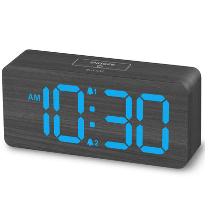 uscce Wooden Digital Alarm Clocks for Bedrooms with 0-100% Dimmable Display