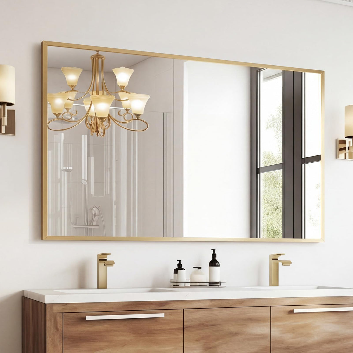 Sweetcrispy 24"x 36" Arched Gold Bathroom Mirrors for Wall