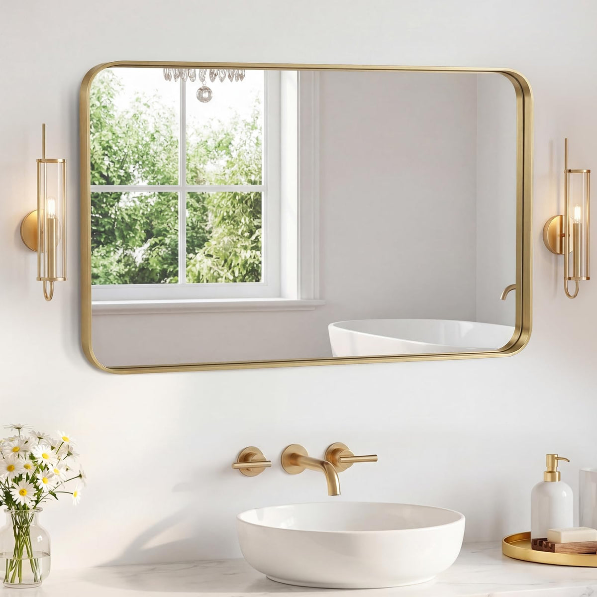 Sweetcrispy Bathroom Mirror 36x24 Inch, Vanity Mirror for Wall