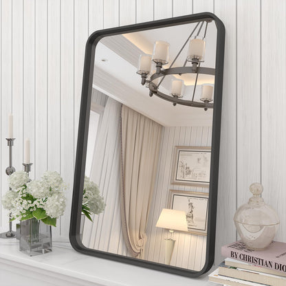 24x30 Inch Black Metal Framed Bathroom Mirror for Wall