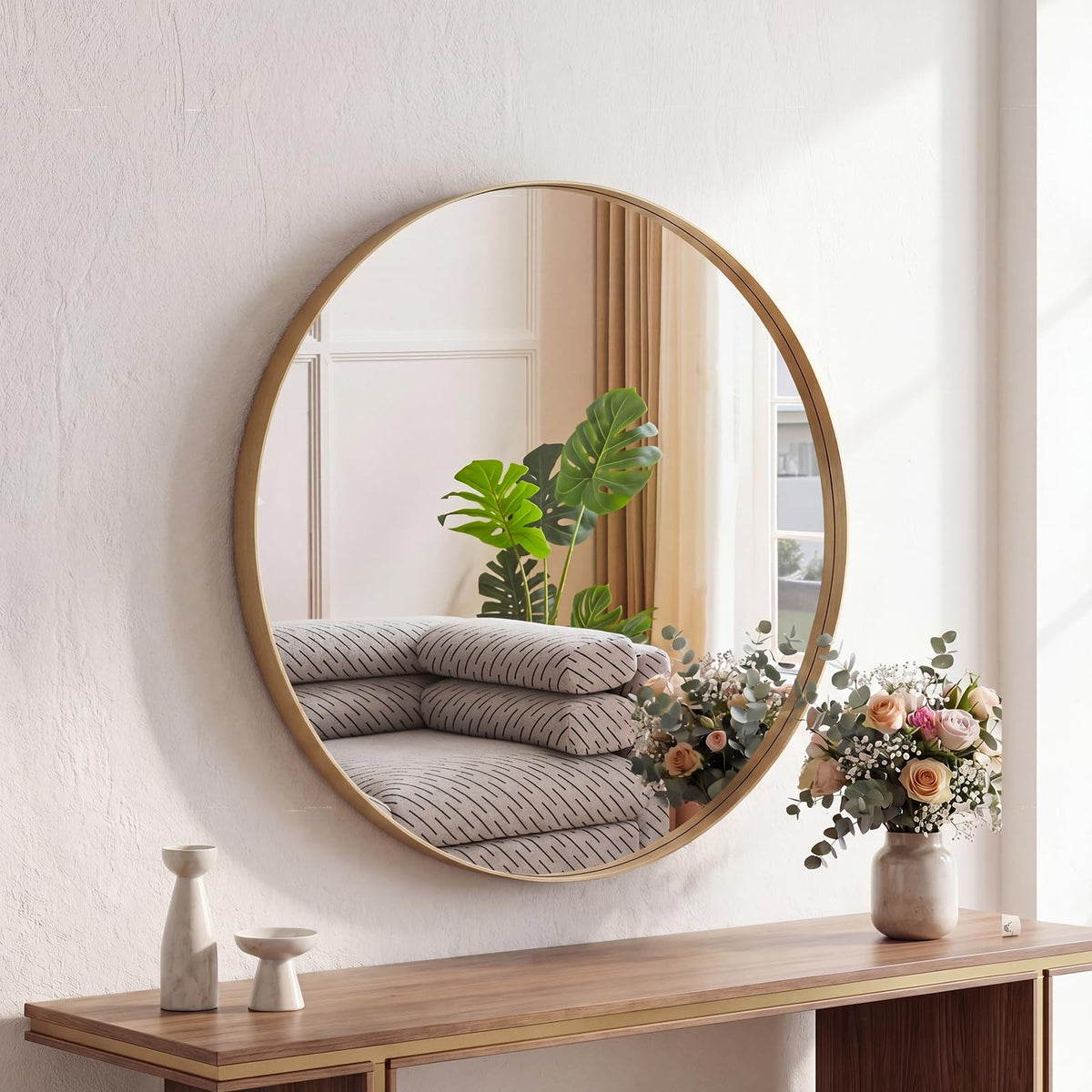Sweetcrispy 24"x 36" Arched Gold Bathroom Mirrors for Wall