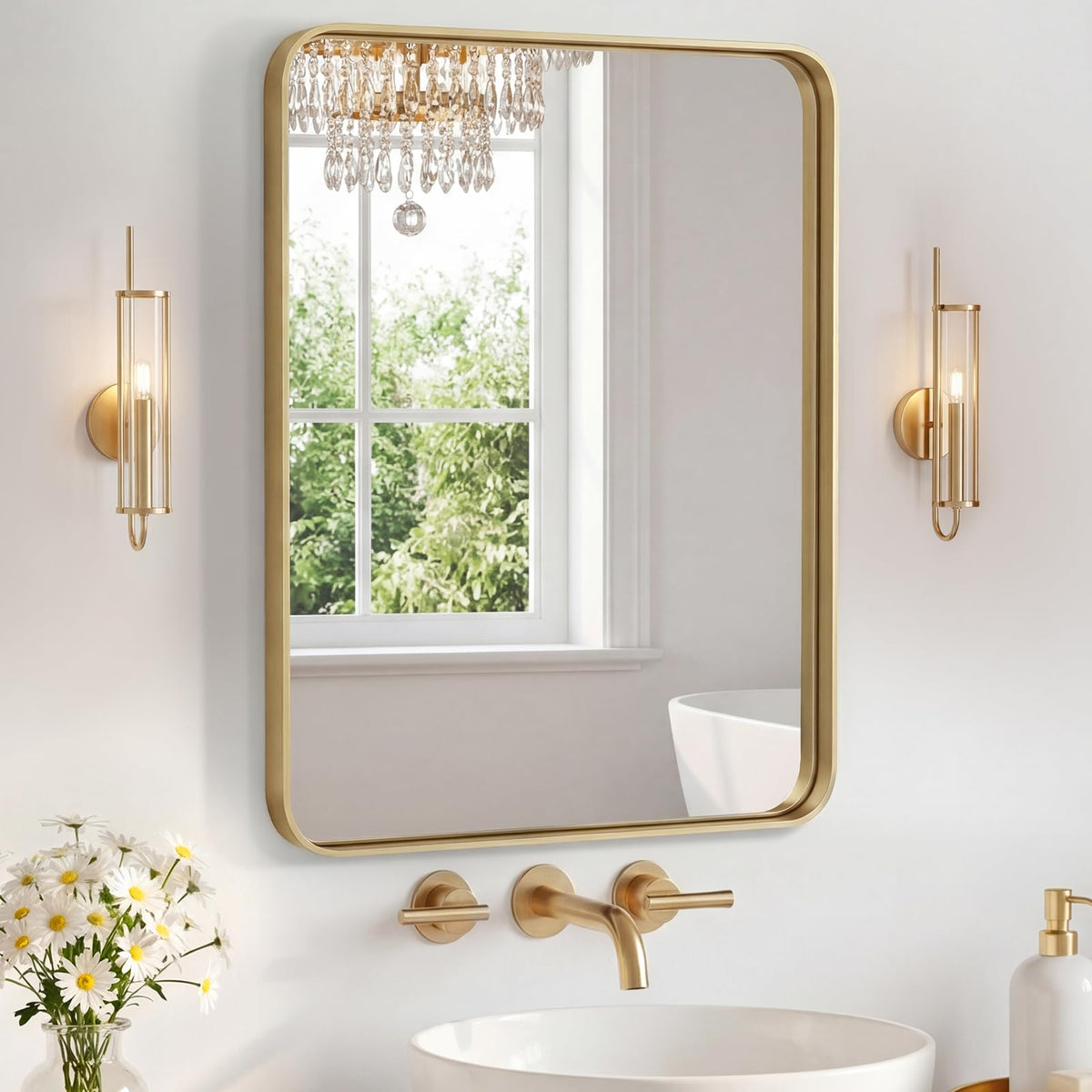 Sweetcrispy Bathroom Mirror 36x24 Inch, Vanity Mirror for Wall