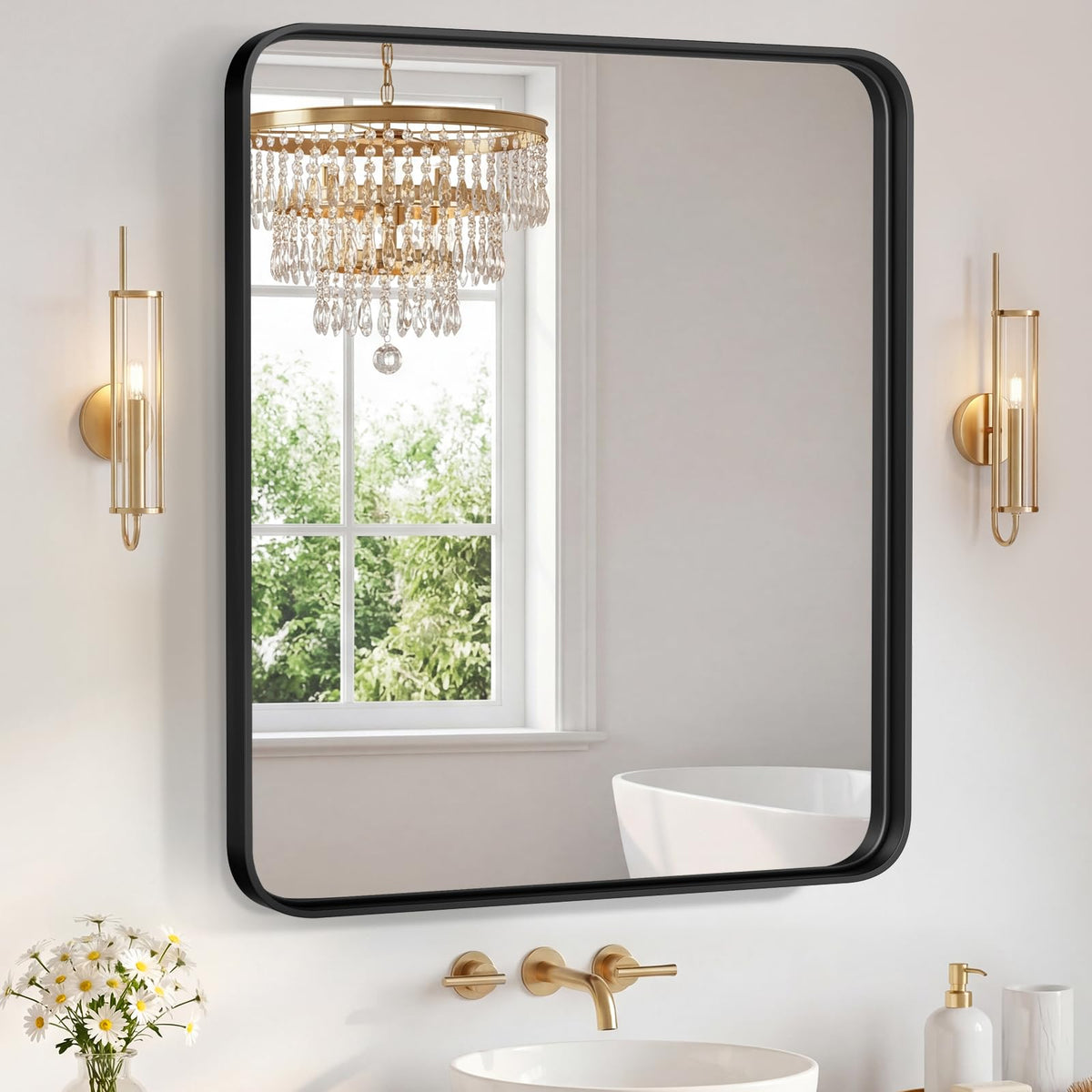 Sweetcrispy Bathroom Mirror 36x24 Inch, Vanity Mirror for Wall