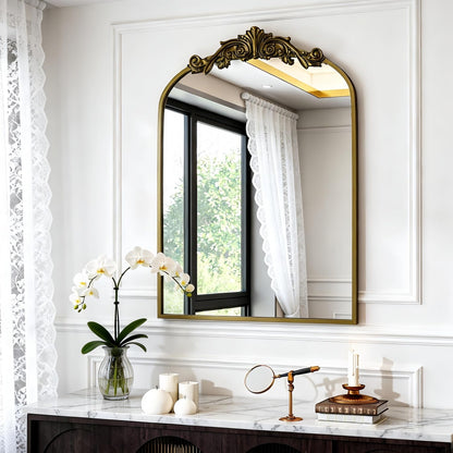 Dewfig Arched Full Length Mirror, 76"x34" Large Floor Mirror, Black
