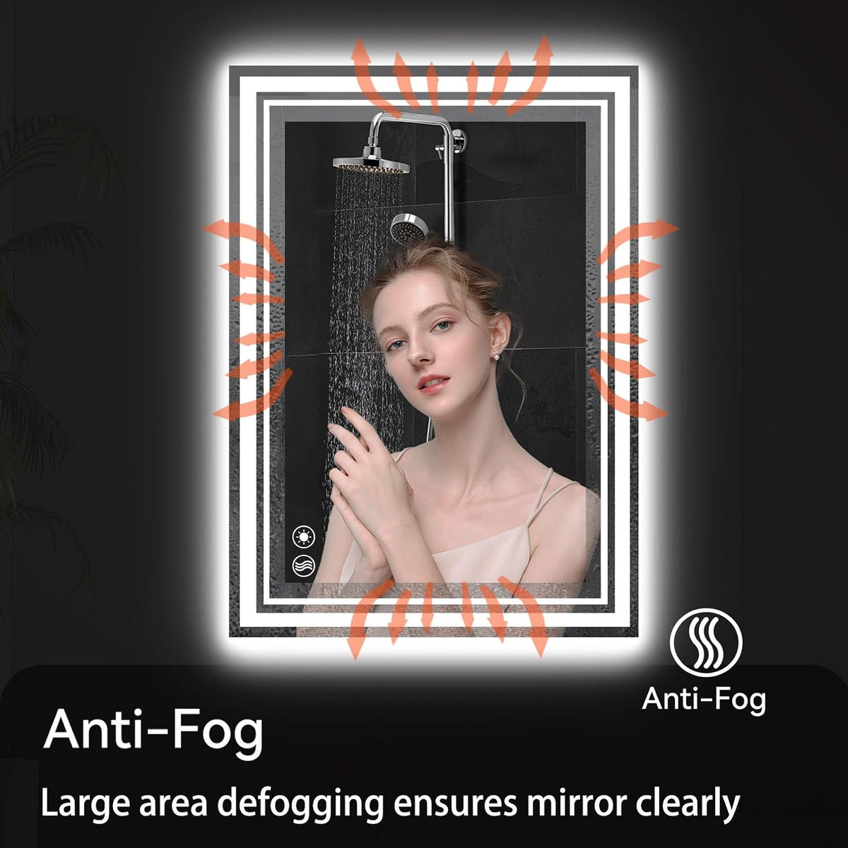 24" x 36" Bathroom Mirror with LED Lights, Anti-Fog, Dimmable 3 Colors