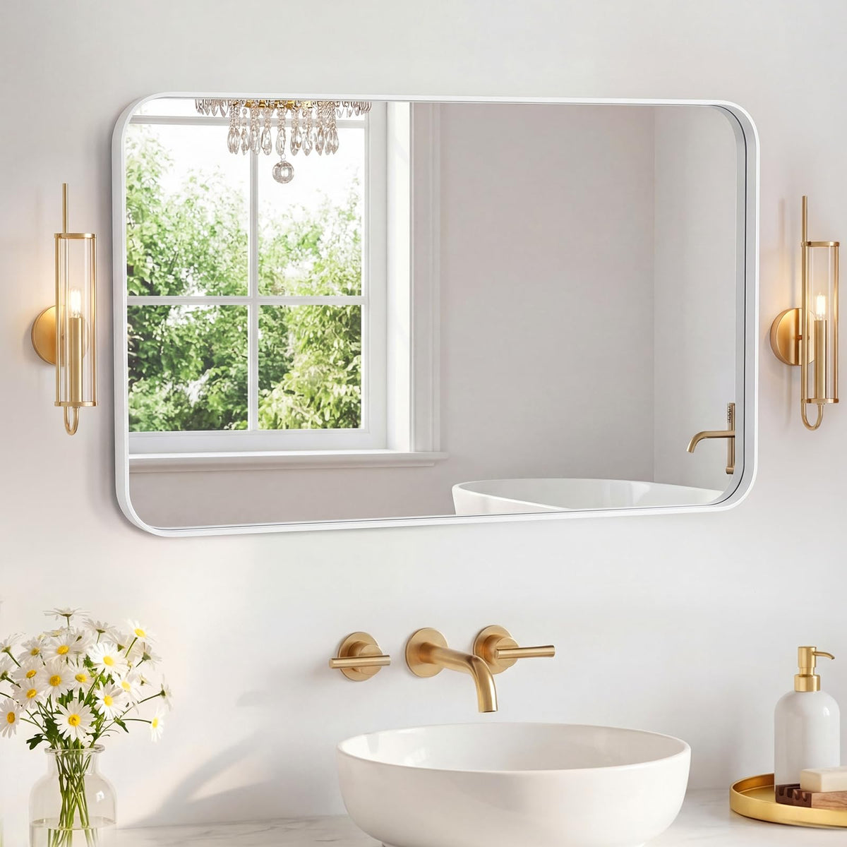 Sweetcrispy Bathroom Mirror 36x24 Inch, Vanity Mirror for Wall