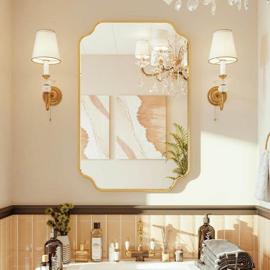 Kelly Miller 24"x36" Gold Foil Scalloped Decorative Wall Mirror