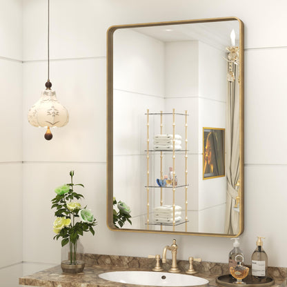 24x30 Inch Black Metal Framed Bathroom Mirror for Wall