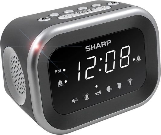 Sharp Big Bang Super Loud Alarm Clock for Heavy Sleepers, 115dB, 6 Sounds