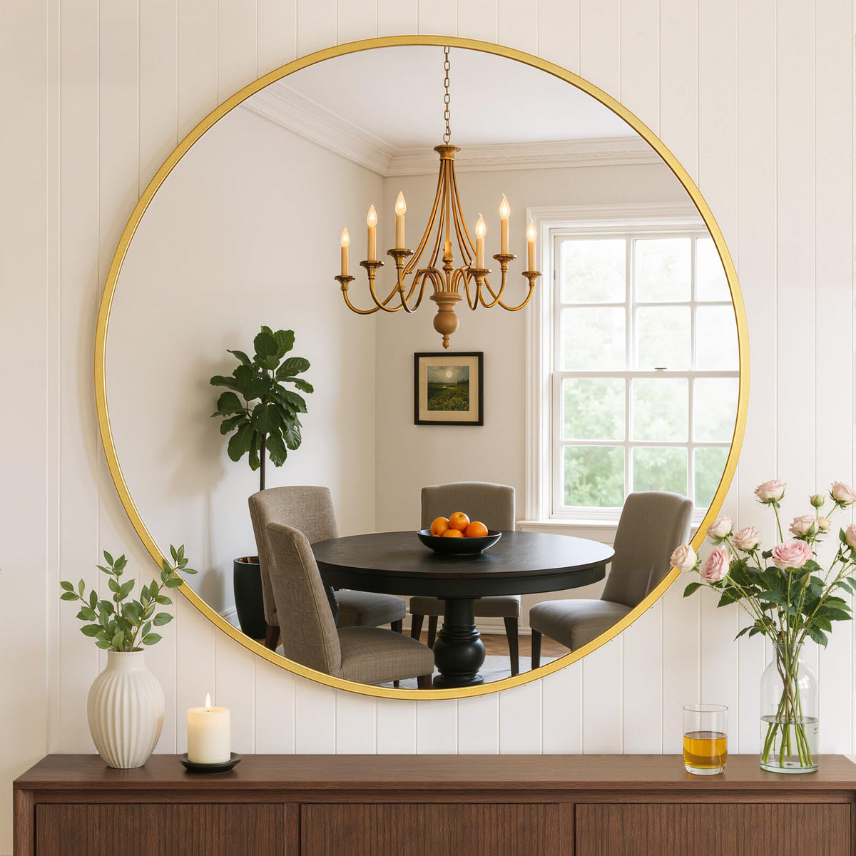Bathroom Mirror for Wall, 30x22 Inch Rectangle Mirror, Matte Black Metal Framed Bathroom Vanity Mirror for Restroom Farmhouse, Anti-Rust, Tempered Glass, Horizontally or Vertically Hanging