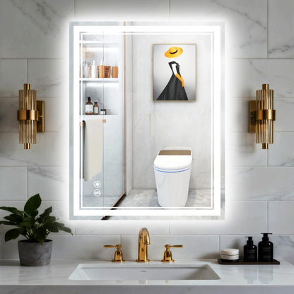 24" x 36" Bathroom Mirror with LED Lights, Anti-Fog, Dimmable 3 Colors